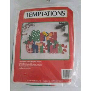 Vtg MERRY CHRISTMAS Yarn Tapestry Stitching Kit Wall Hanging 10x14" NEW In Pkg